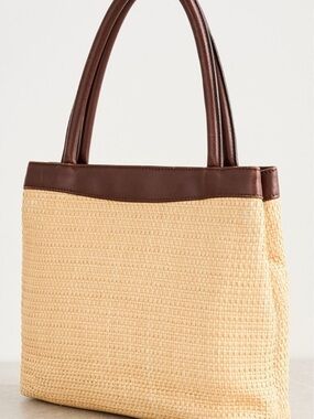 New Italian Women’s Woven and Brown Leather Tote Bag.